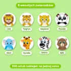 Nagrodlejki – 8 wzorów zwierzaków, 500 sztuk naklejek na jednej rolce