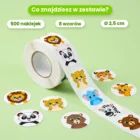 Rolka 500 naklejek, 8 wzorów, średnica 2,5 cm